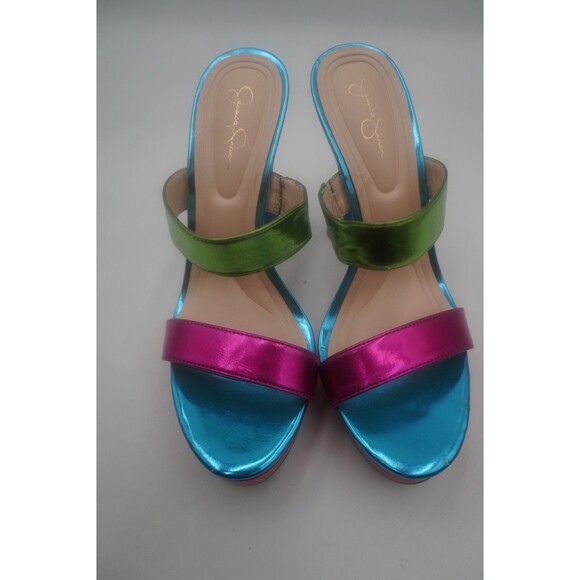 Jessica Simpson Sempira Metallic Rainbow Slip On Platform Block Heel Sandals 10 - Picture 5 of 16